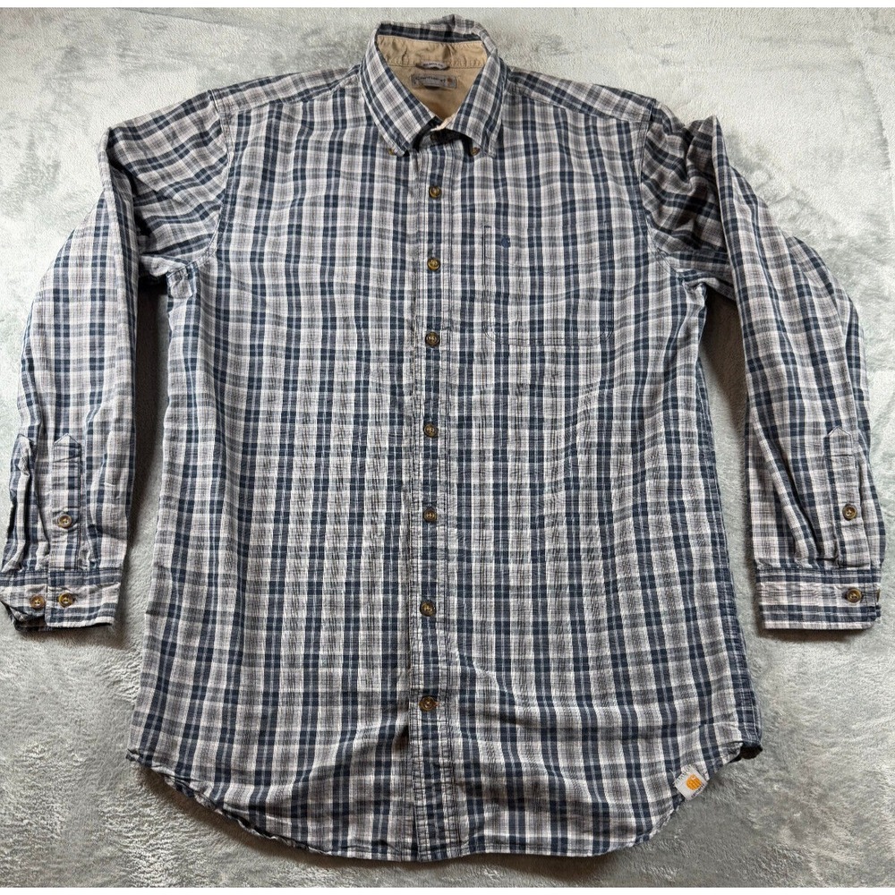 Carhartt Shirt Mens LT Long Sleeve Button Up Plaid Work Wear Pockets Relaxed